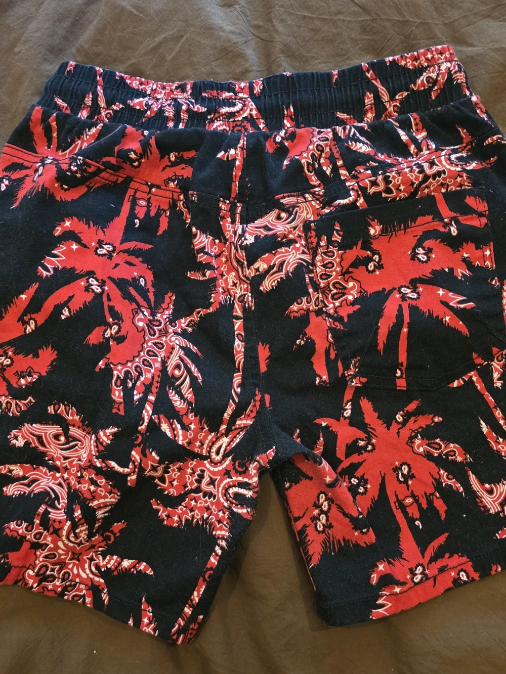 Men's Red & Black Print Cotton Shorts - Drawstring Waist